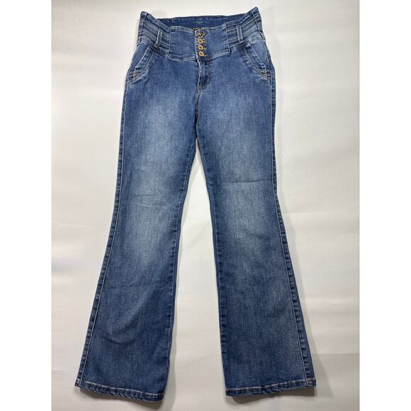 Sexy Couture Women's Embellished Pocket Heart Shape Cut Denim Jeans -11 (28x29) - Picture 2 of 6